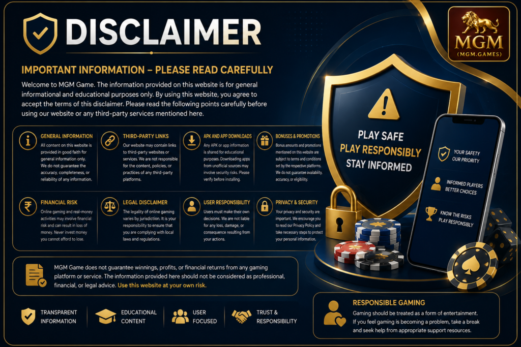 MGM Game Disclaimer